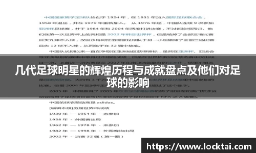 几代足球明星的辉煌历程与成就盘点及他们对足球的影响